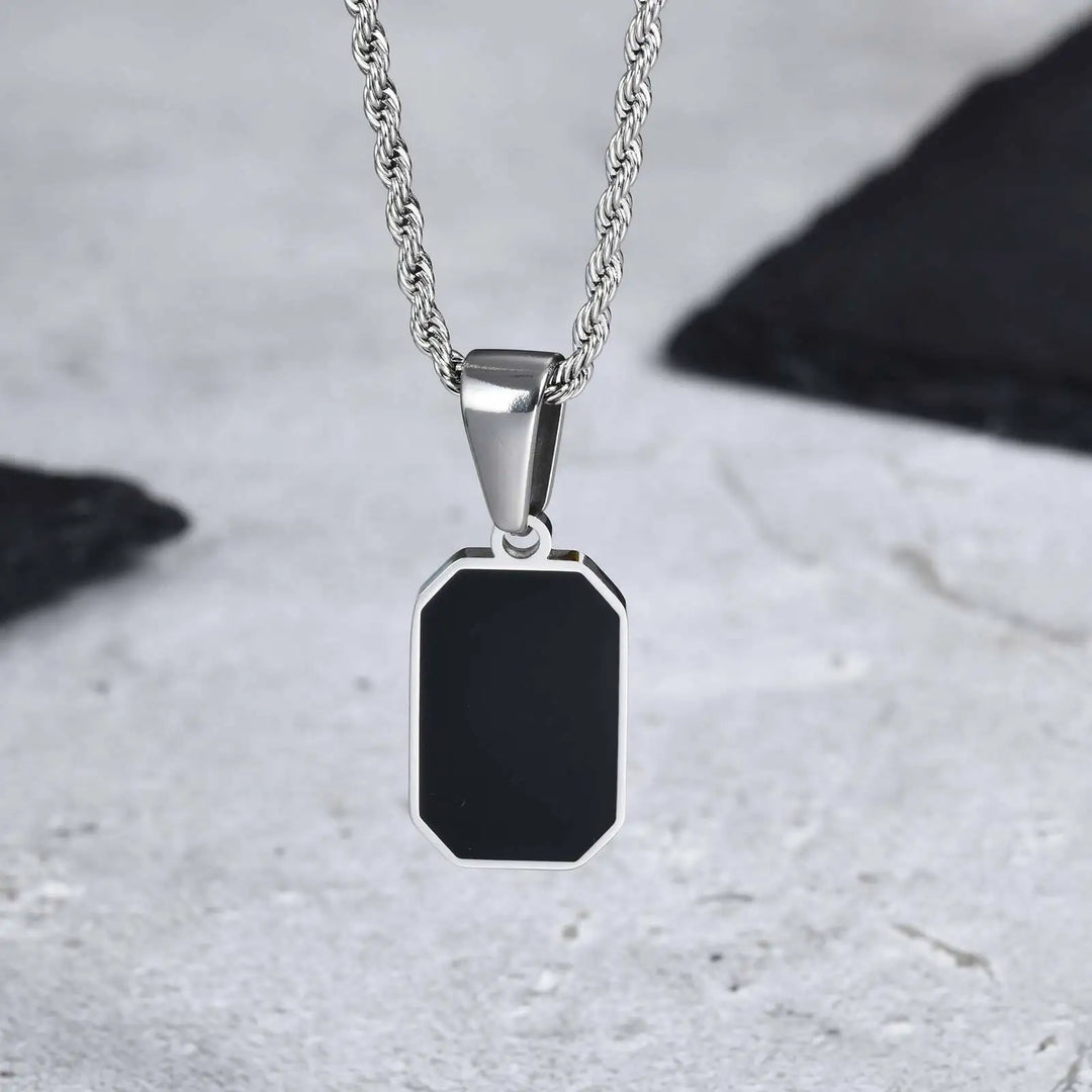 Onyx Stainless Steel Pendent Necklace