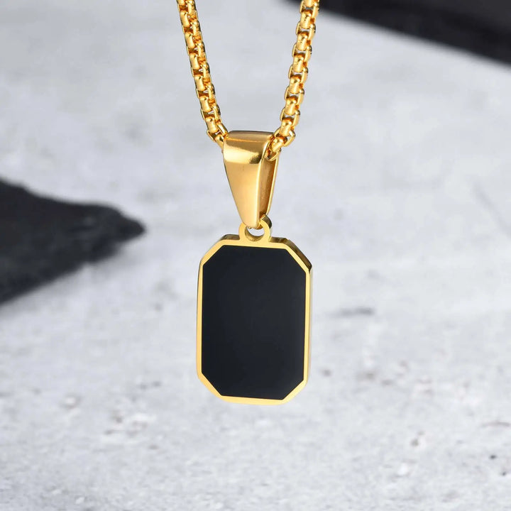 Onyx Stainless Steel Pendent Necklace
