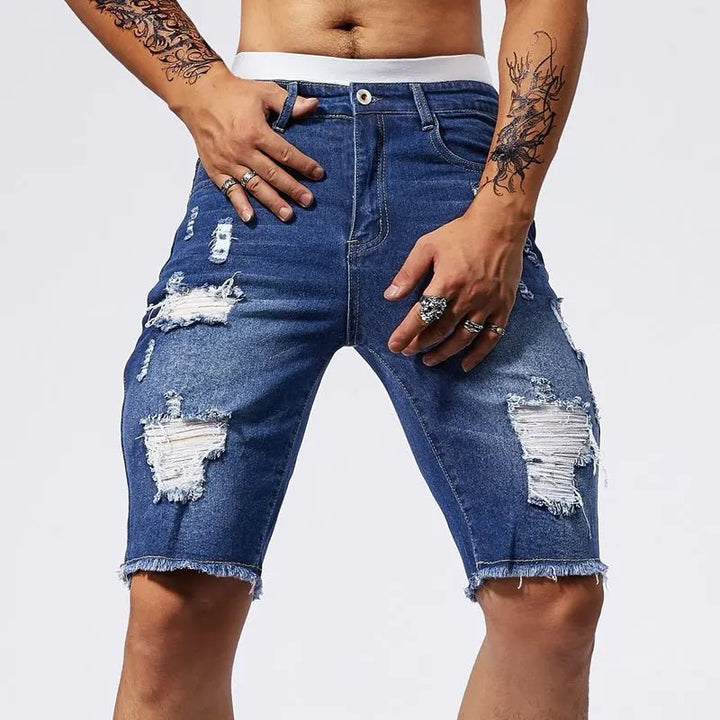 Shred Line Denim Shorts