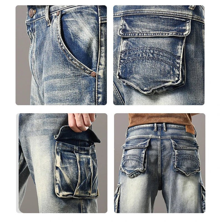 Rustic Denim Cargo Shorts