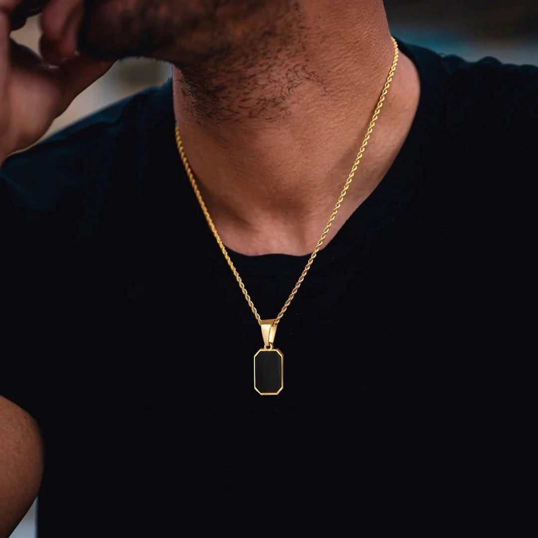 Onyx Stainless Steel Pendent Necklace