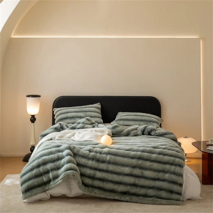 Midnight's Whisper Faux Rabbit Fur Blanket