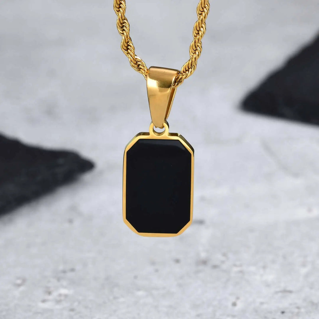 Onyx Stainless Steel Pendent Necklace