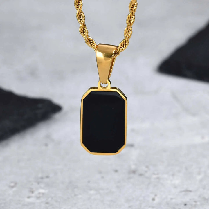 Onyx Stainless Steel Pendent Necklace